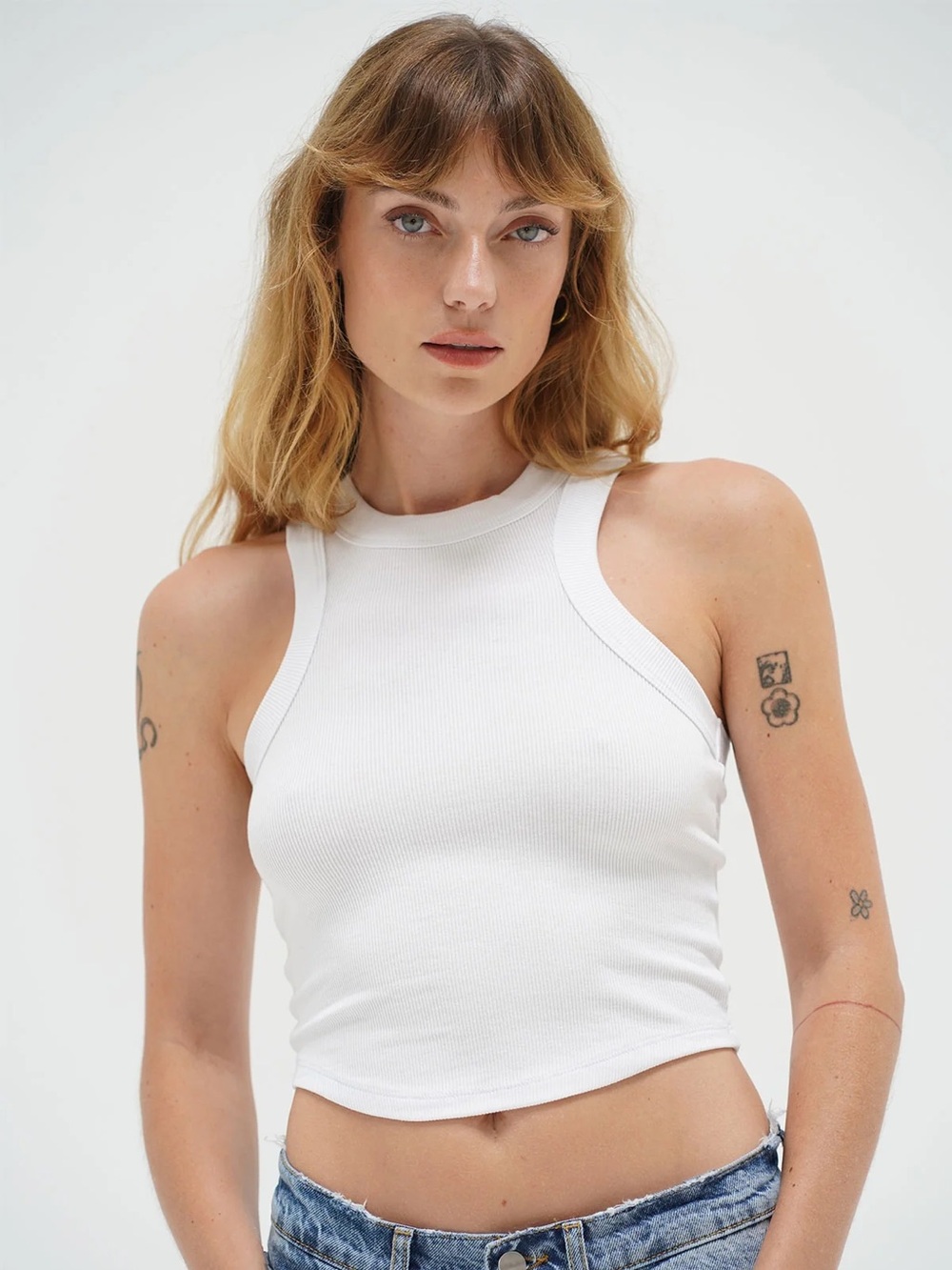 LNA DETRA RIBBED TANK - WHITE